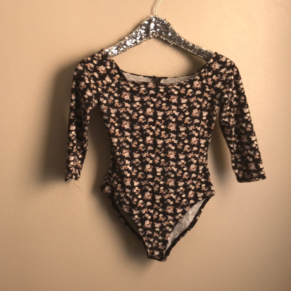 Black floral body suit